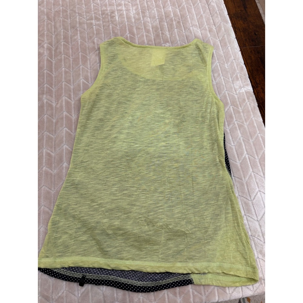 Vtg Zoë Cyber Y2K Subversive Basic Polka Dot Asymmetric Tank Top XS Chartreuse - Picture 6 of 10